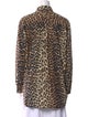 Ganni Animal Print Long Sleeve Button-Up Top