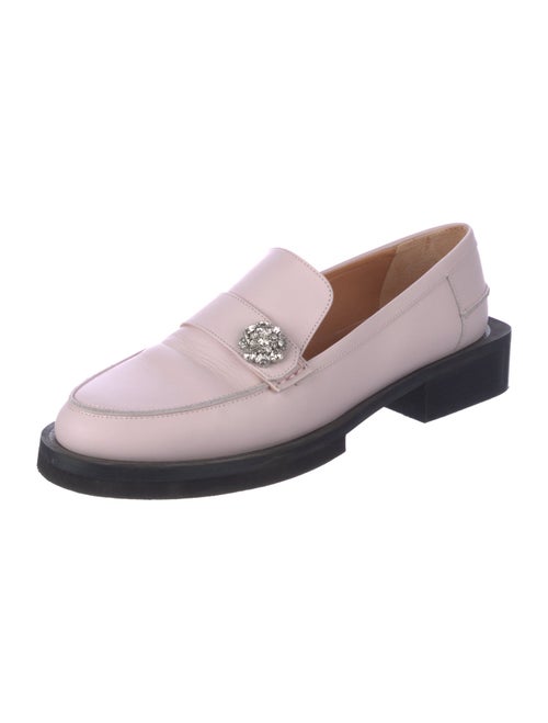 Ganni Leather Whipstitch Trim Loafers