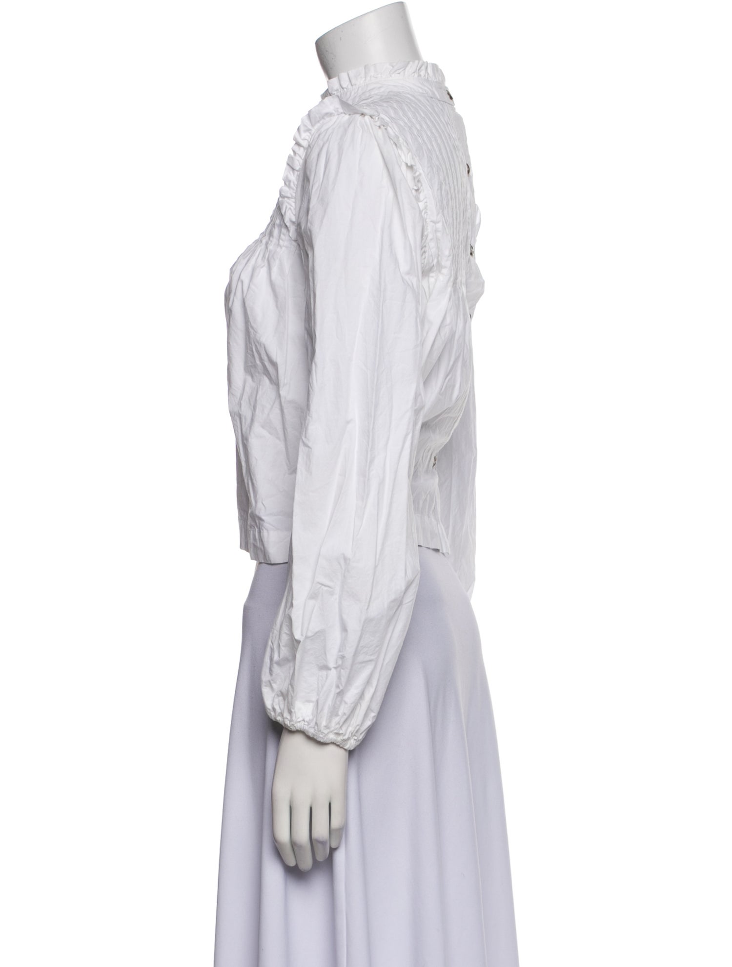 Ganni Mock Neck Long Sleeve Blouse