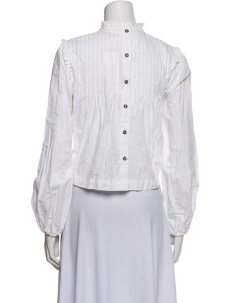 Ganni Mock Neck Long Sleeve Blouse