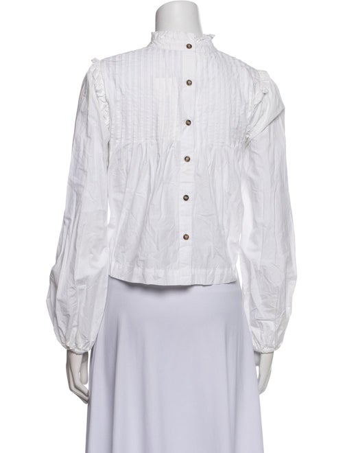 Ganni Mock Neck Long Sleeve Blouse