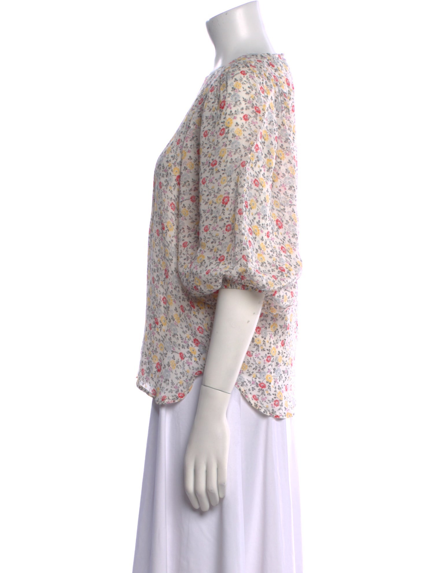 Ganni Floral Print Crew Neck Blouse