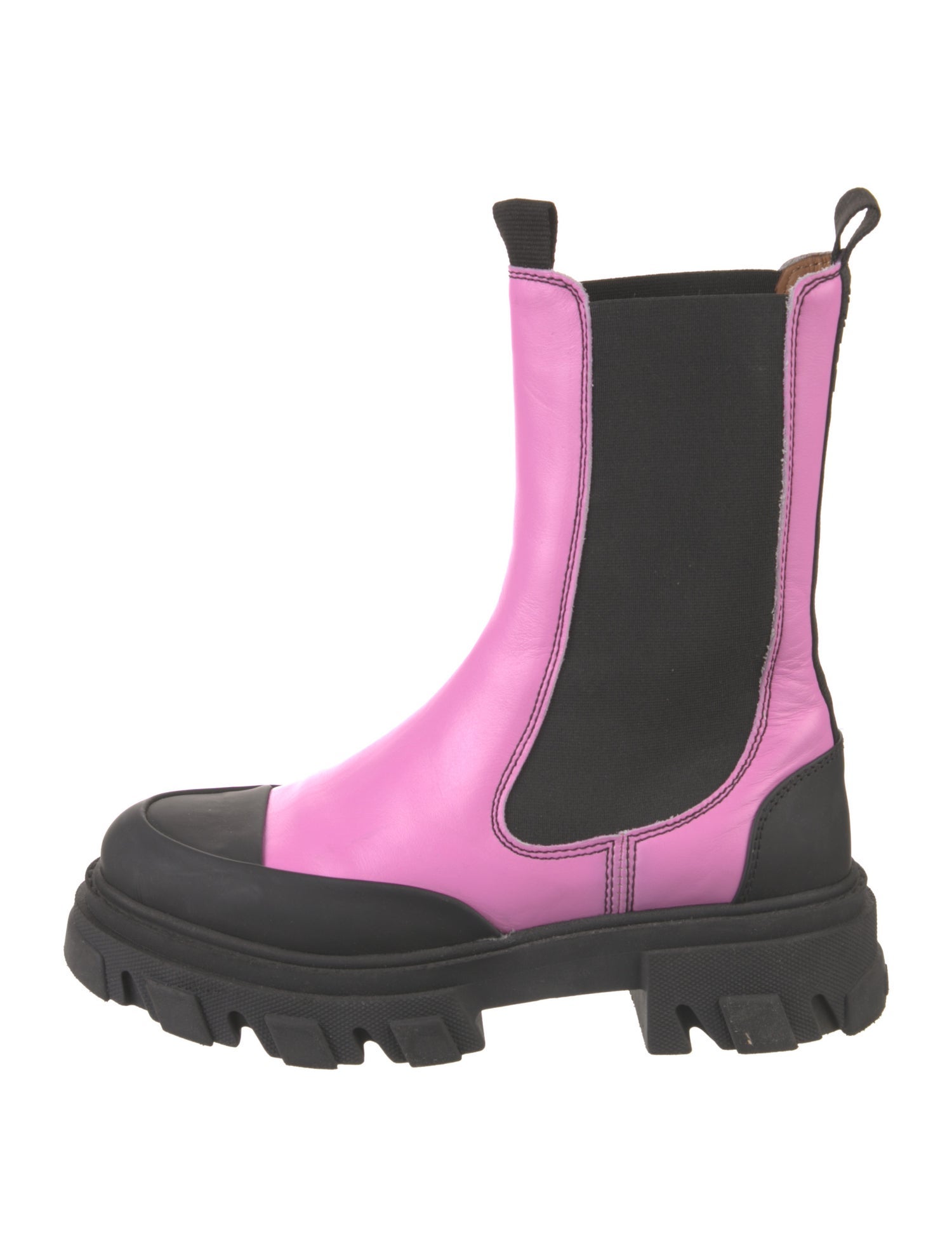 Ganni Leather Colorblock Pattern Chelsea Boots