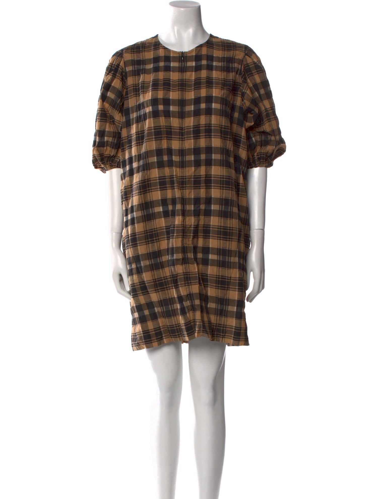 Ganni Plaid Print Mini Dress