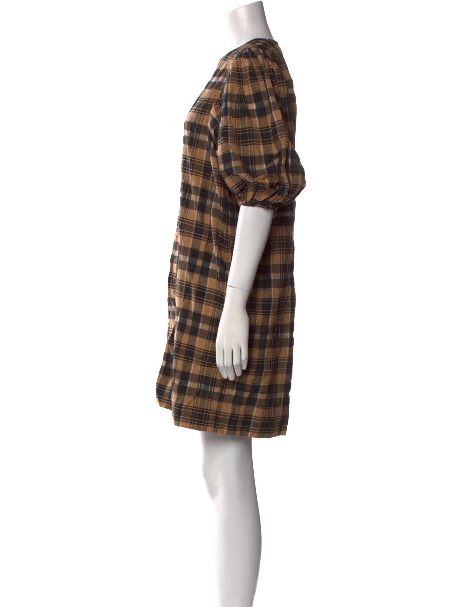Ganni Plaid Print Mini Dress