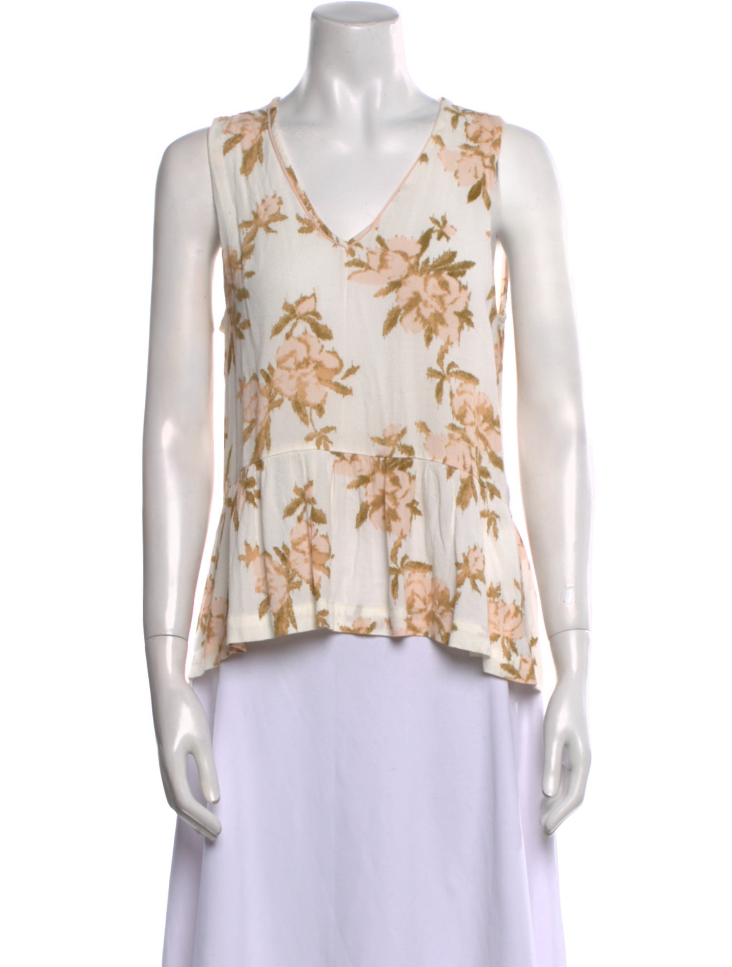 Ganni Floral Print V-Neck Top