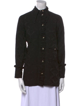 Ganni Long Sleeve Button-Up Top
