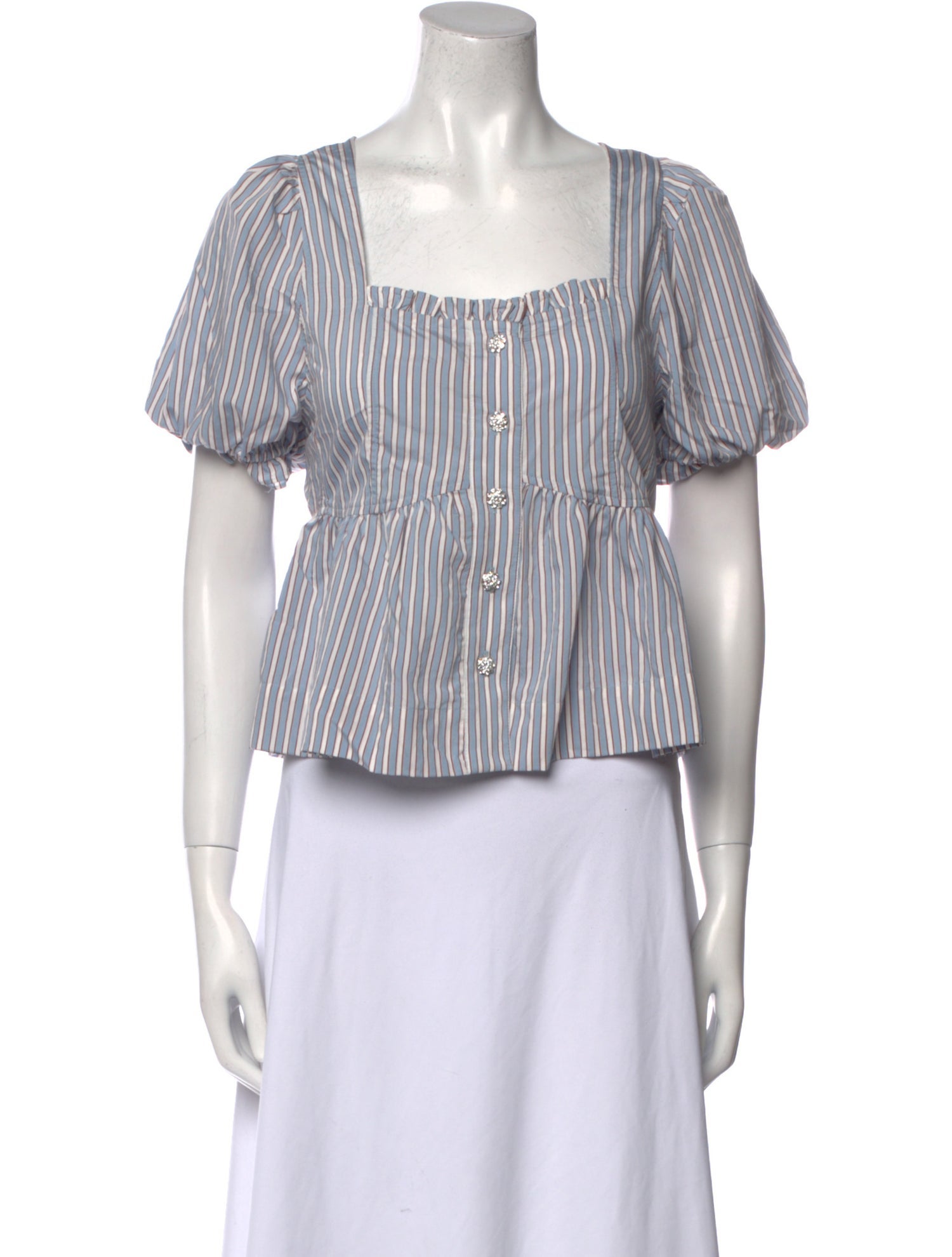 Ganni Striped Square Neckline Crop Top