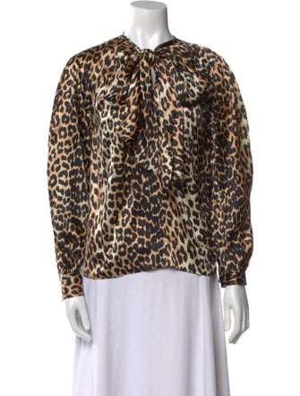 Ganni Silk Animal Print Blouse