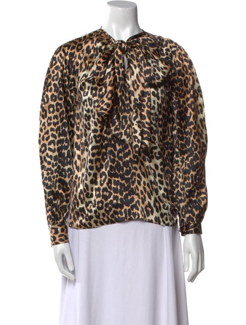 Ganni Silk Animal Print Blouse