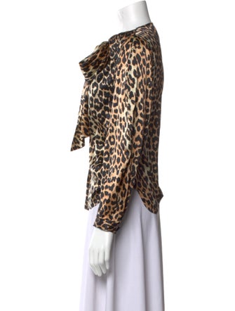 Ganni Silk Animal Print Blouse
