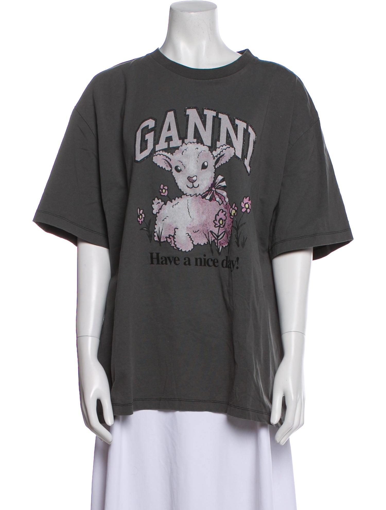 Ganni Graphic Print Crew Neck T-Shirt