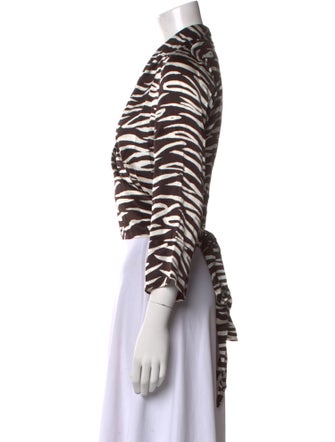 Ganni Silk Animal Print Crop Top