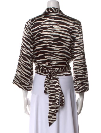 Ganni Silk Animal Print Crop Top