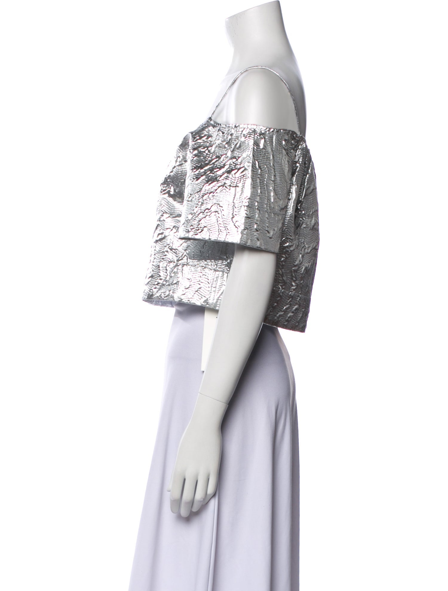 Ganni Lace Pattern Square Neckline Crop Top