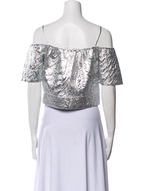 Ganni Lace Pattern Square Neckline Crop Top