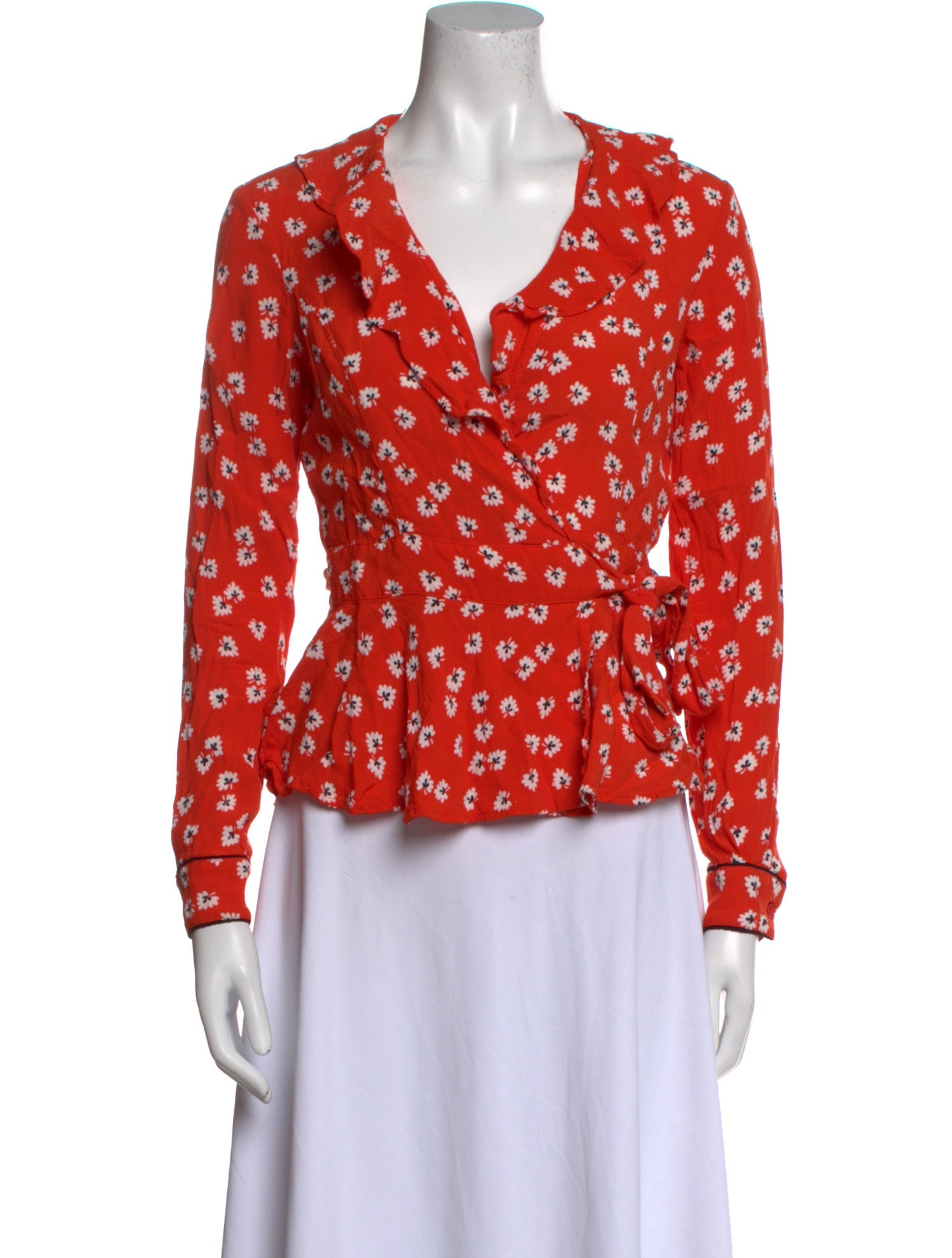 Ganni Floral Print V-Neck Blouse
