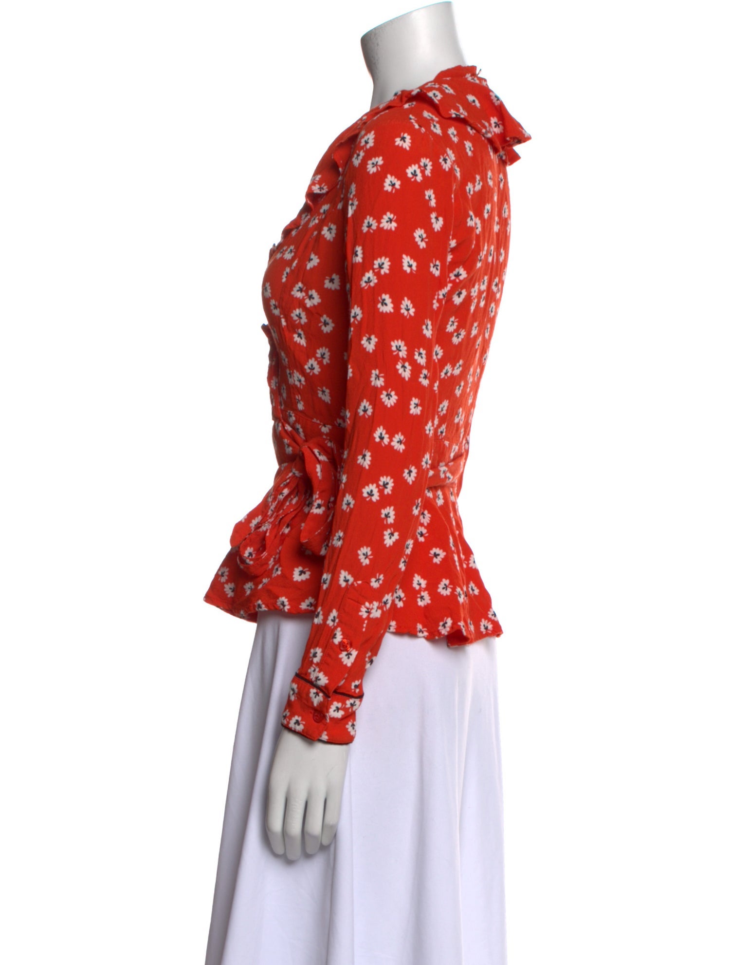 Ganni Floral Print V-Neck Blouse