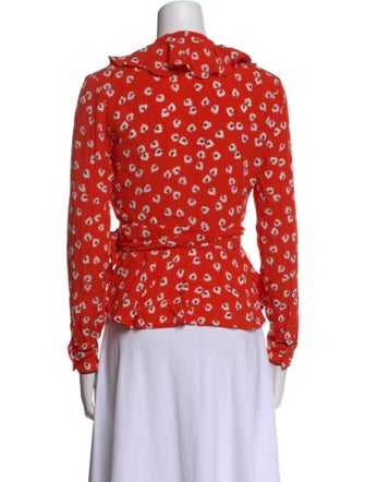 Ganni Floral Print V-Neck Blouse