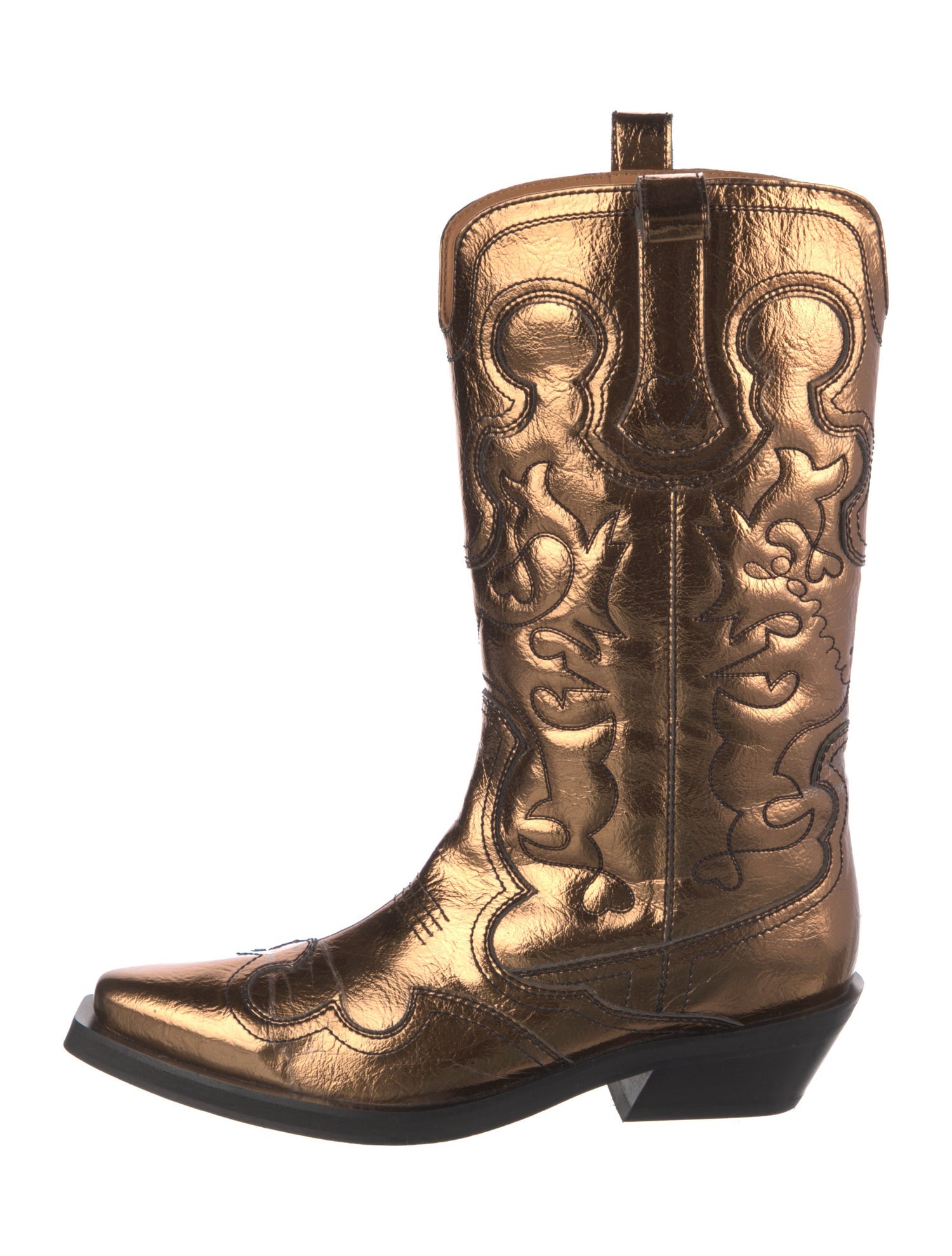 Ganni Leather Western Boots
