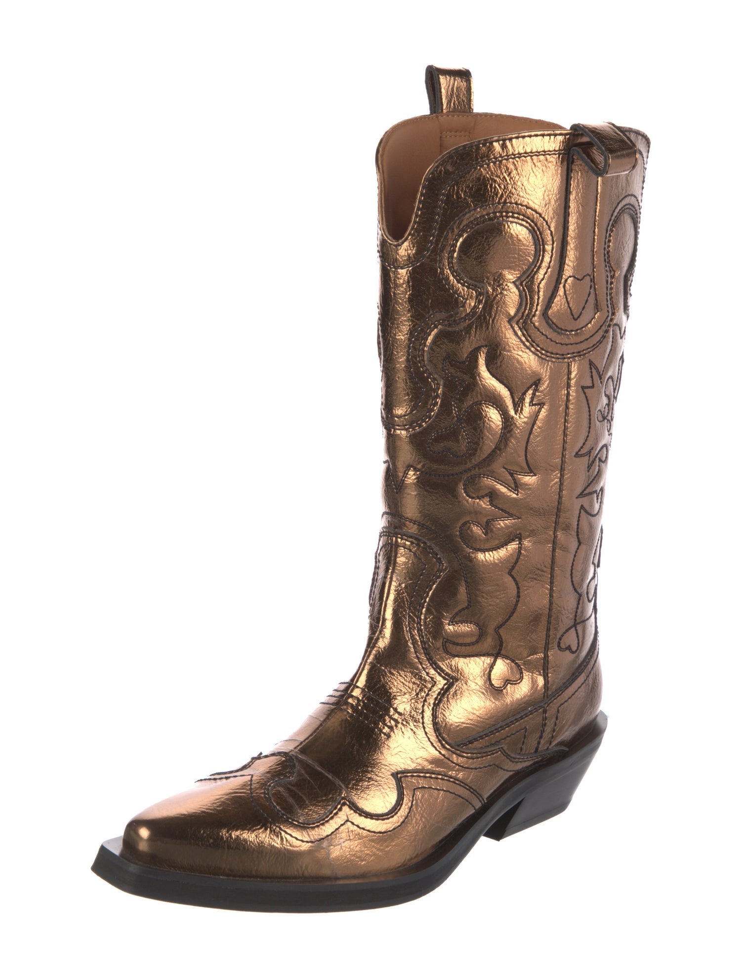 Ganni Leather Western Boots