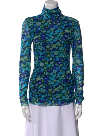 Ganni Floral Print Turtleneck Top