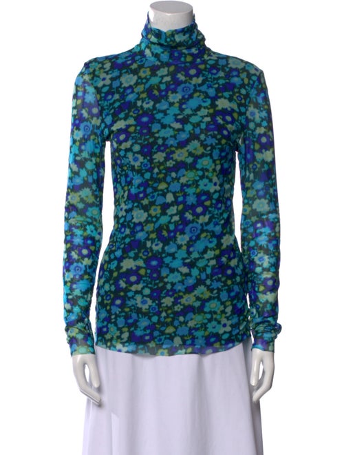 Ganni Floral Print Turtleneck Top