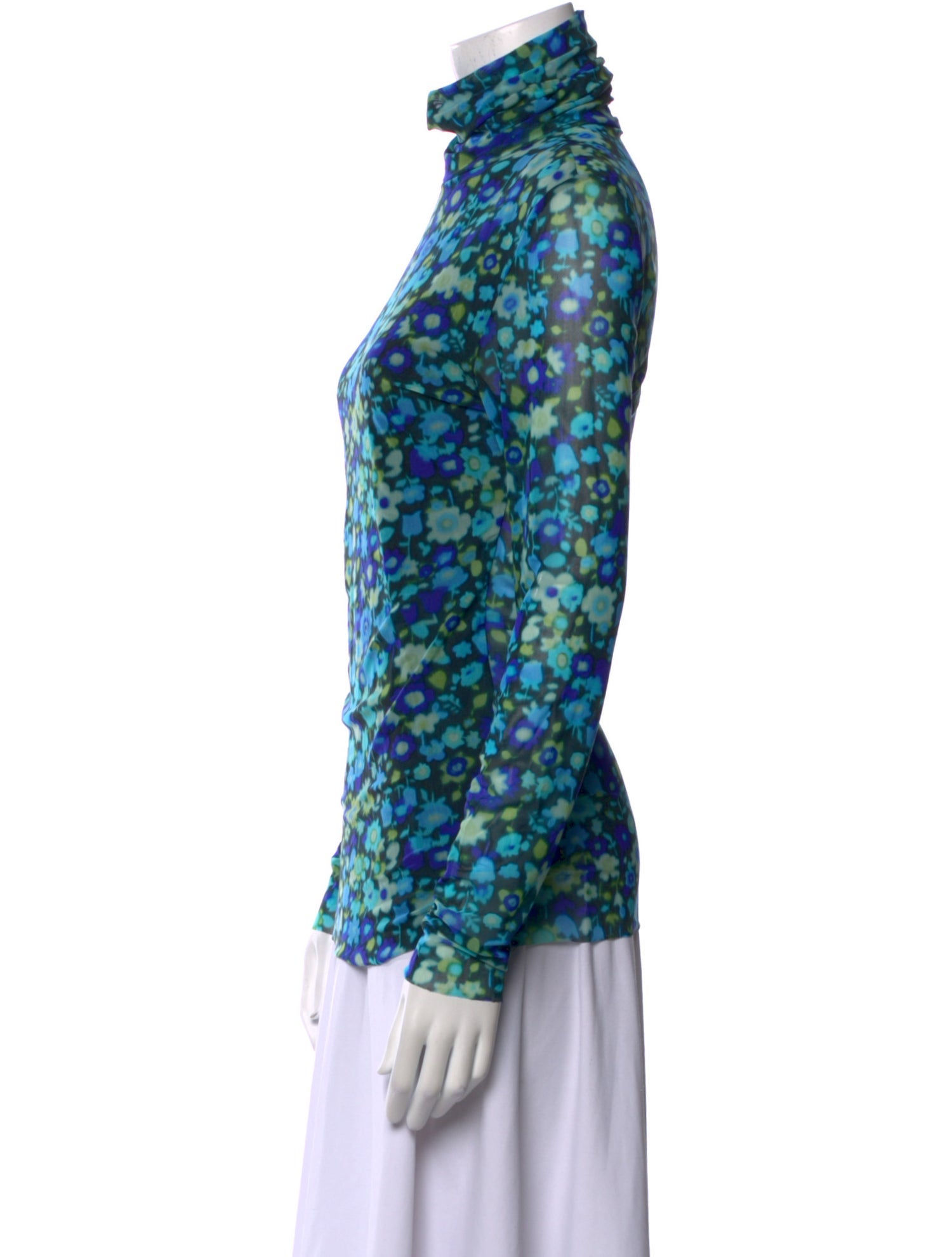 Ganni Floral Print Turtleneck Top