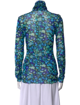 Ganni Floral Print Turtleneck Top