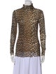 Ganni Animal Print Turtleneck Top