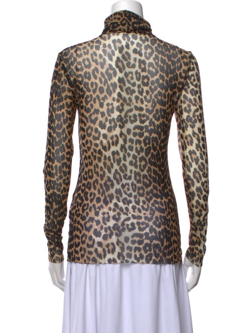 Ganni Animal Print Turtleneck Top