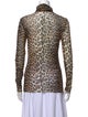 Ganni Animal Print Turtleneck Top