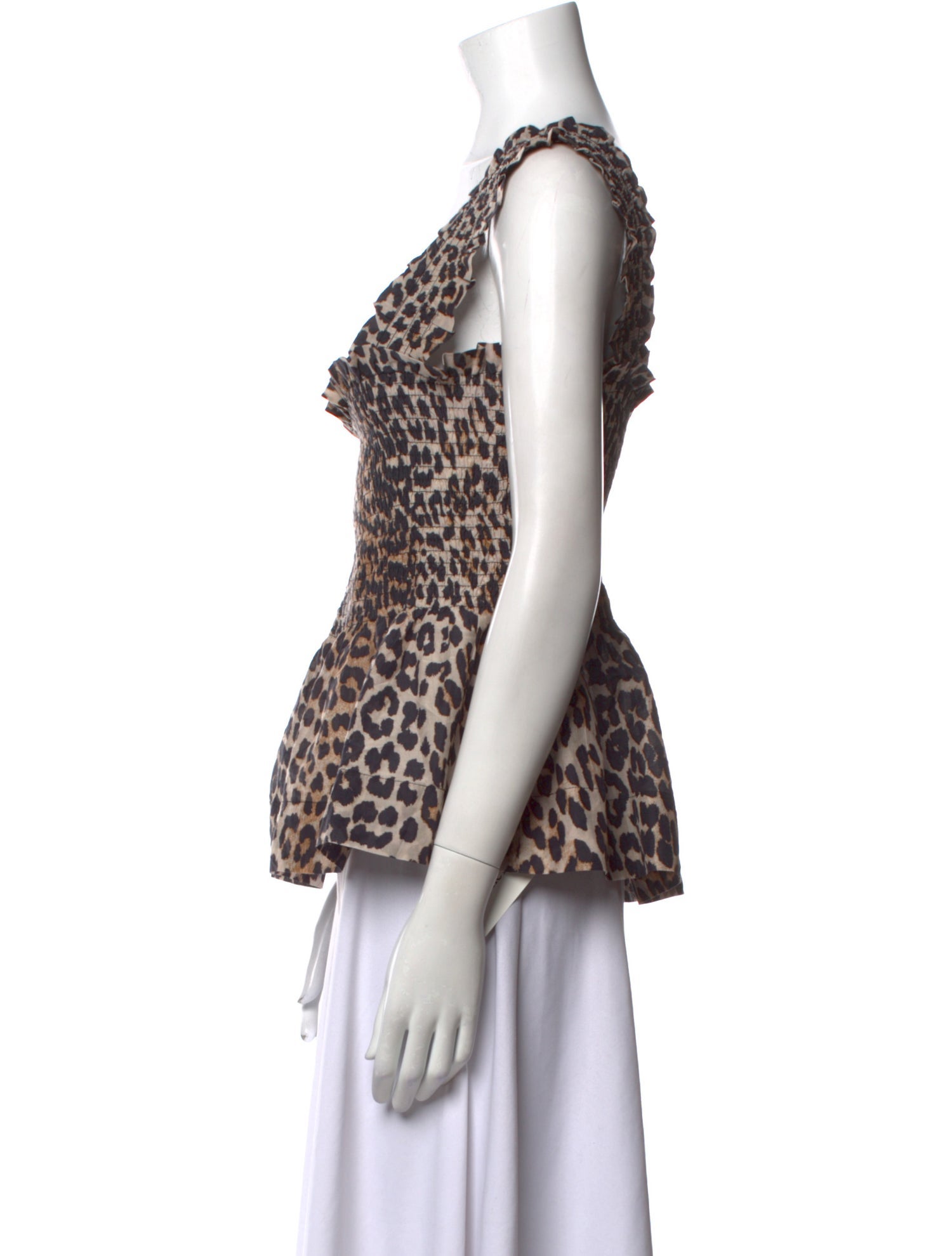 Ganni Animal Print Square Neckline Top