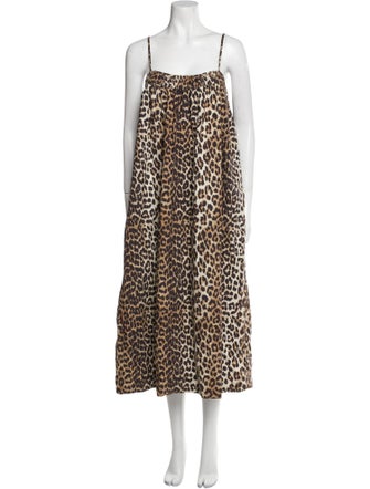 Ganni Animal Print Long Dress