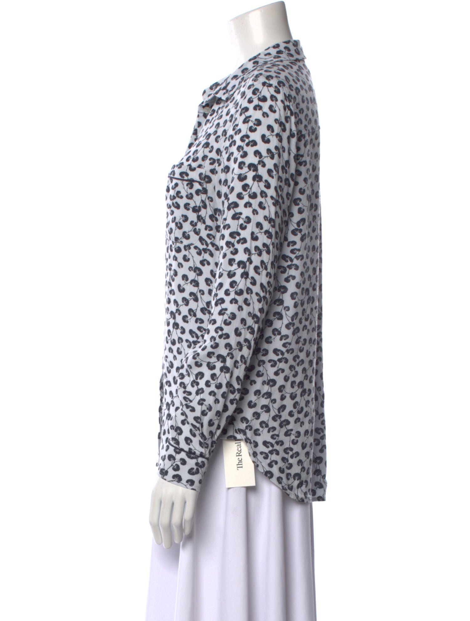 Ganni Printed Long Sleeve Button-Up Top