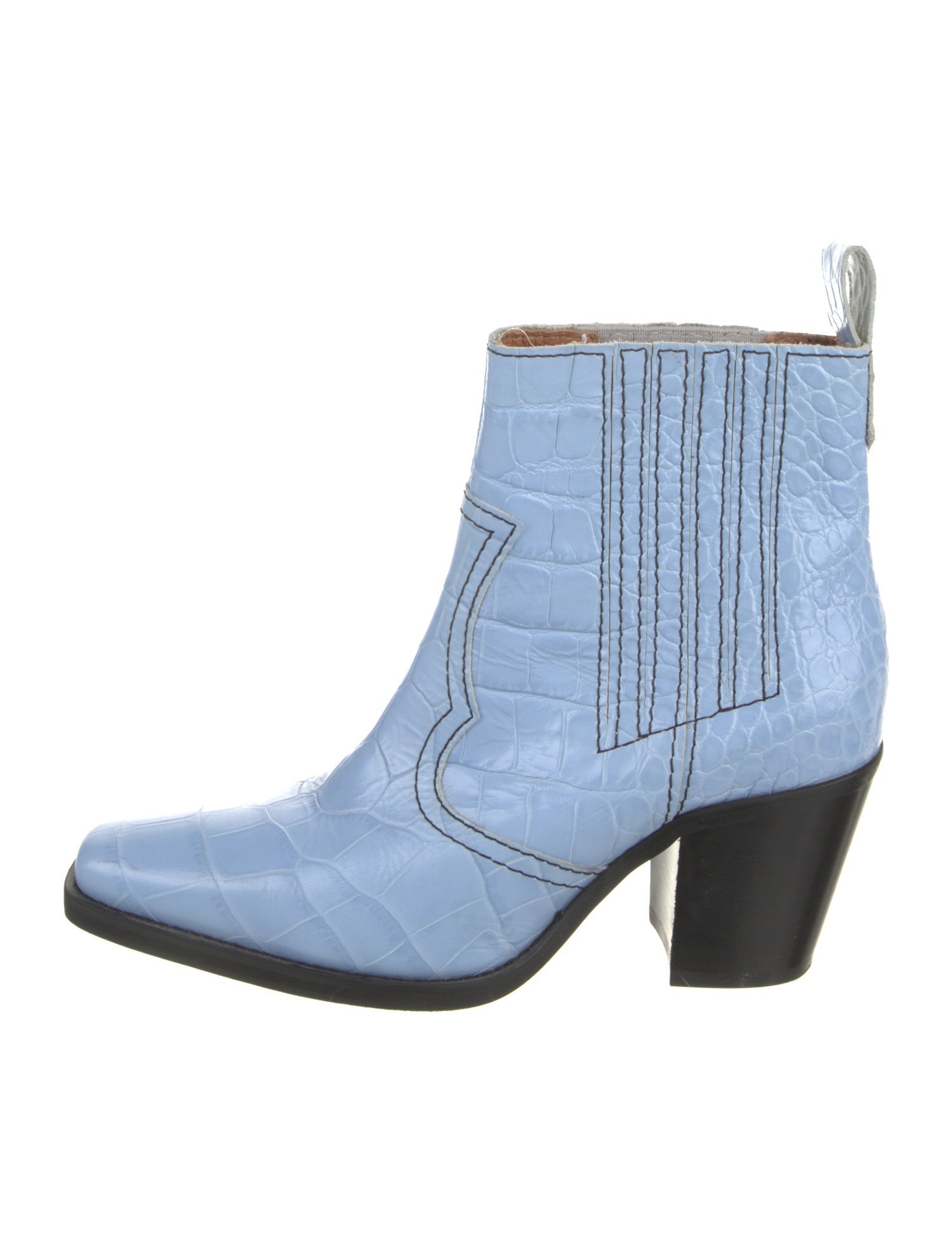 Ganni Embossed Leather Western Boots
