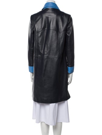 Ganni Lamb Leather Colorblock Pattern Coat