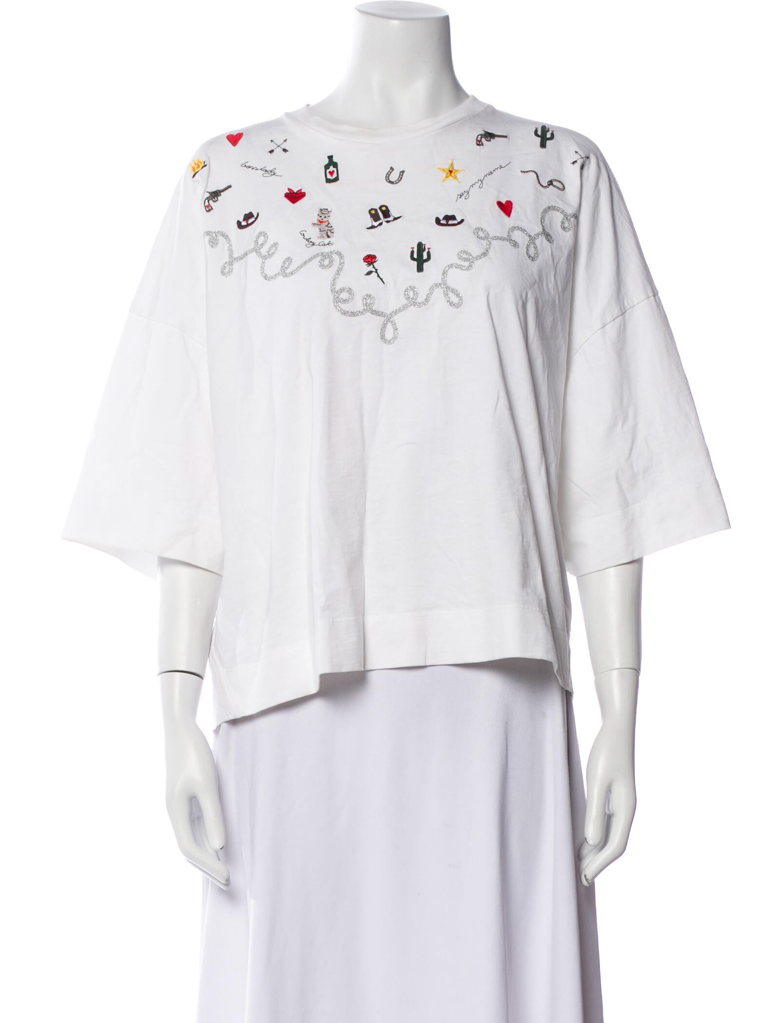 Ganni Printed Crew Neck Blouse