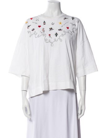 Ganni Printed Crew Neck Blouse