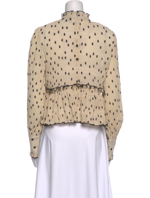 Ganni Polka Dot Print Mock Neck Crop Top