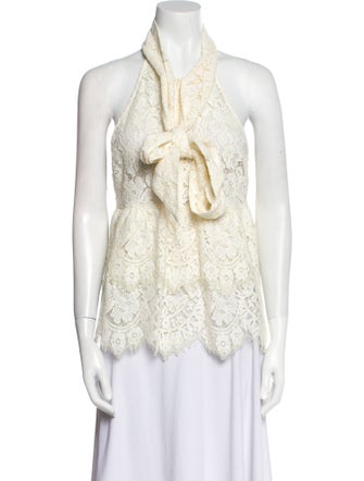 Ganni Lace Pattern Halterneck Top