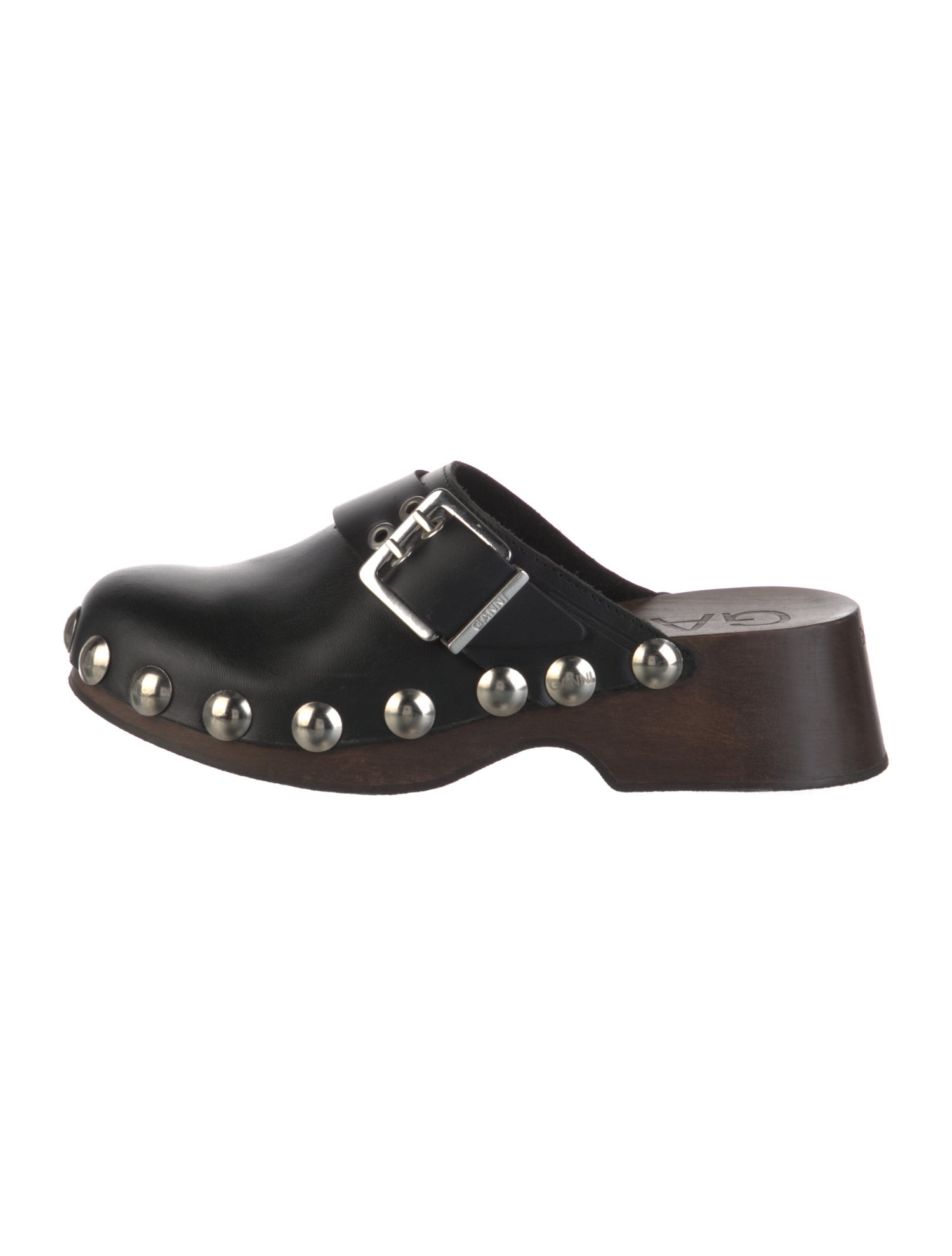 Ganni Leather Studded Accents Mules