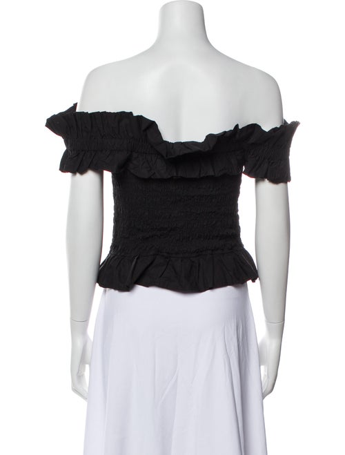 Ganni Off-The-Shoulder Short Sleeve Crop Top