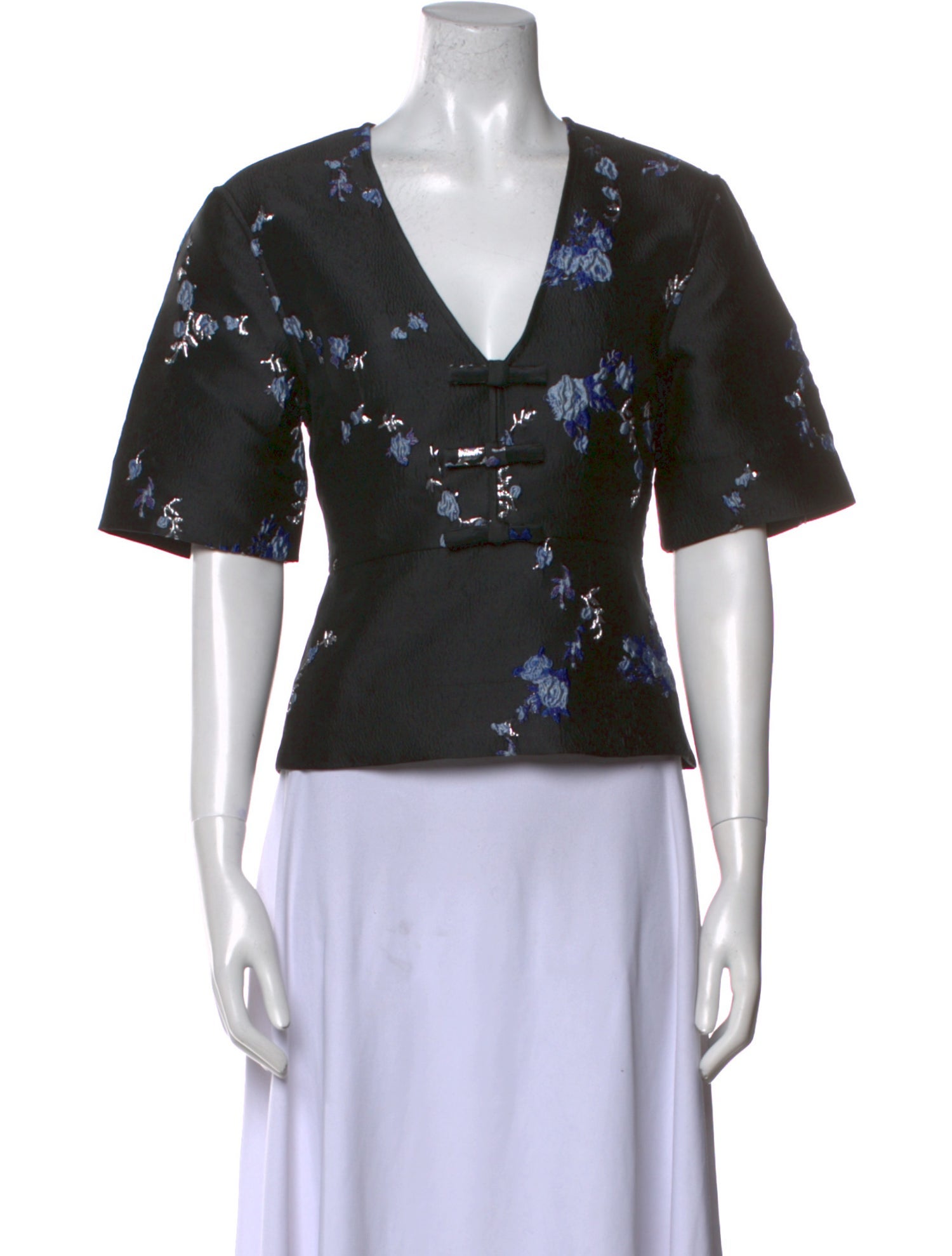 Ganni Floral Print V-Neck T-Shirt