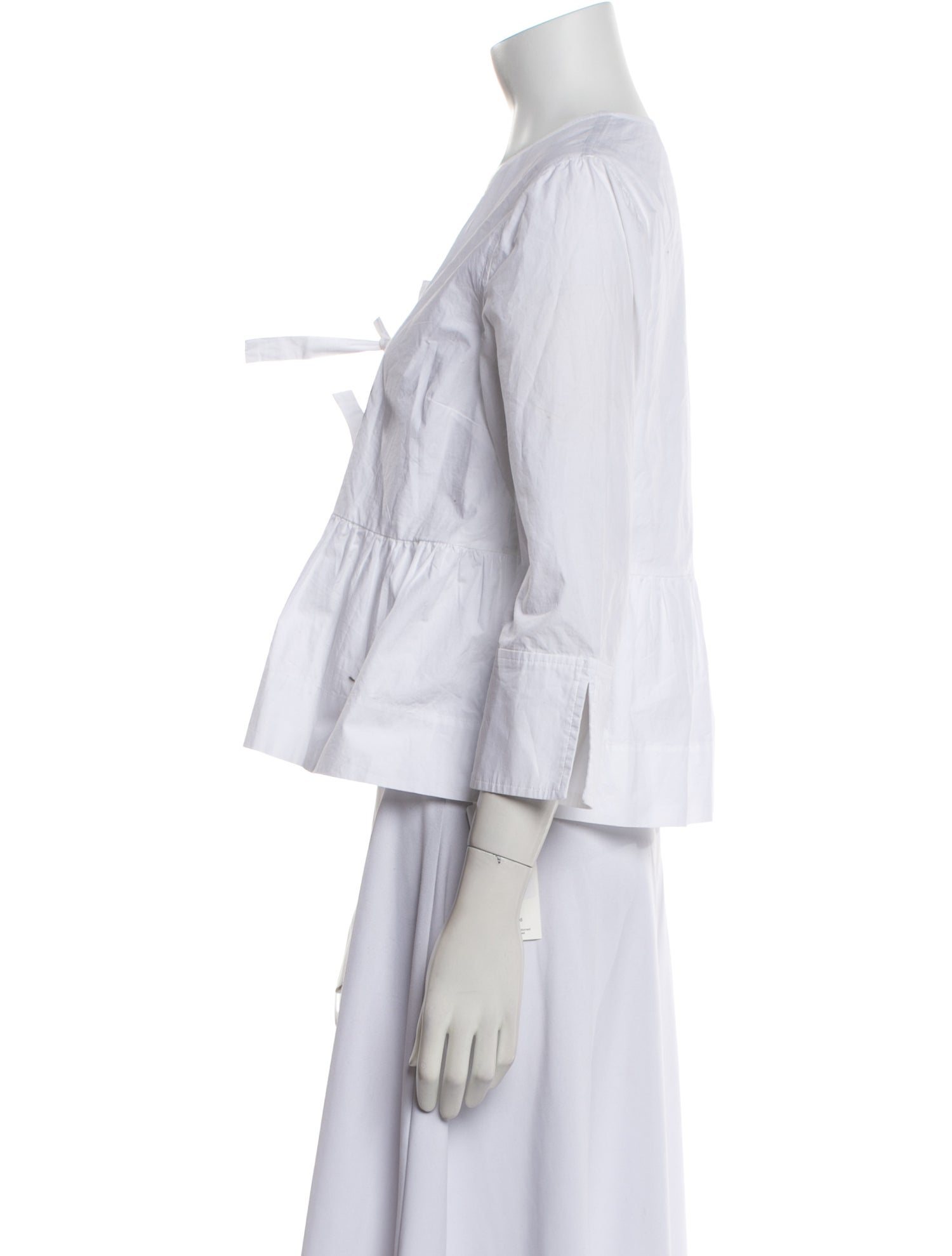 Ganni V-Neck Three-Quarter Sleeve Blouse