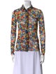 Ganni Floral Print Long Sleeve Button-Up Top