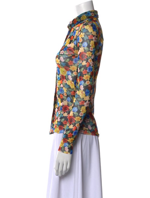 Ganni Floral Print Long Sleeve Button-Up Top