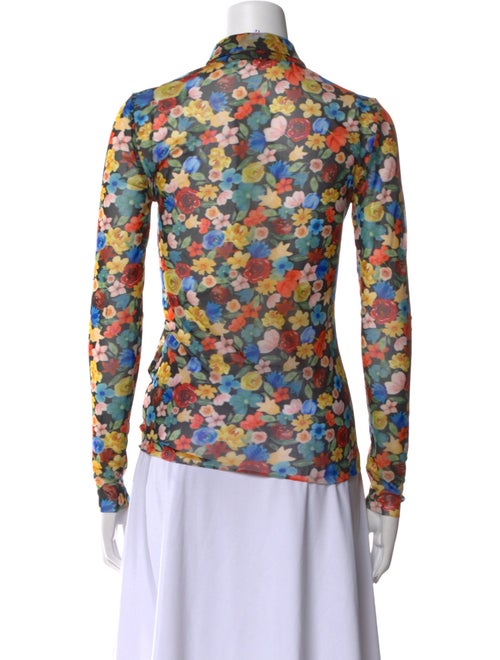 Ganni Floral Print Long Sleeve Button-Up Top