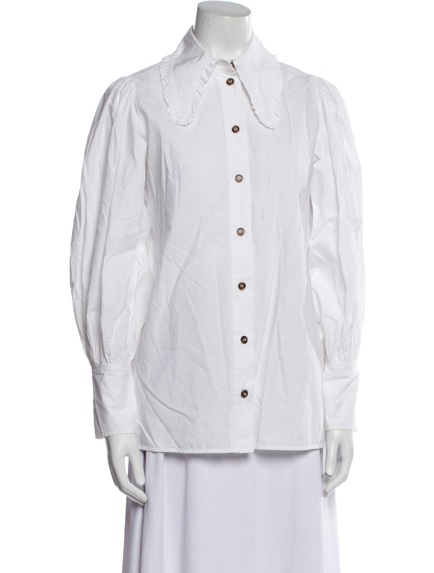 Ganni Long Sleeve Button-Up Top