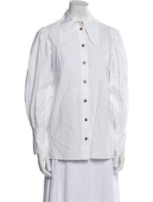 Ganni Long Sleeve Button-Up Top